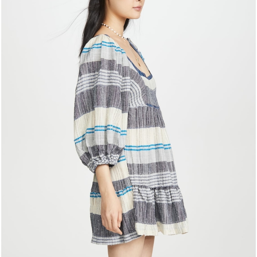 Free People All Lined Up Blue Multi Striped Dress - Picture 3 of 7